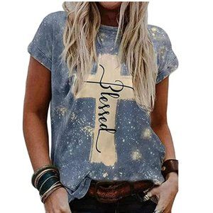 Blessed Bleach Splattered Graphic T-Shirt